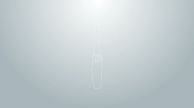 Mavi çizgi tırnak dosya simgesi gri arkaplanda izole edildi. Manikür aleti. 4K Video hareketli grafik canlandırması