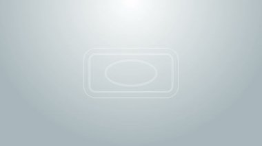 Gri arkaplanda mavi çizgi sabun simgesi izole edildi. Köpüklü sabun çubuğu. 4K Video hareketli grafik canlandırması