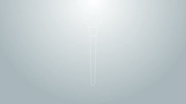 Mavi çizgi makyaj fırçası simgesi gri arkaplanda izole edildi. 4K Video hareketli grafik canlandırması