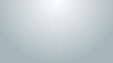 Mavi çizgi saç fırçası simgesi gri arkaplanda izole edildi. Taraklı saç işareti. Berber sembolü. 4K Video hareketli grafik canlandırması