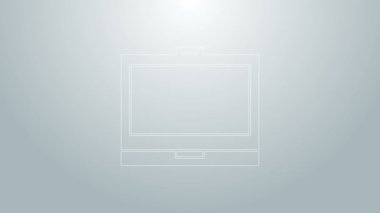 Mavi çizgi makyaj tozu ve gri arka planda ayna simgesi var. 4K Video hareketli grafik canlandırması