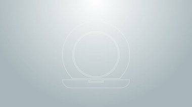Mavi çizgi makyaj tozu ve gri arka planda ayna simgesi var. 4K Video hareketli grafik canlandırması