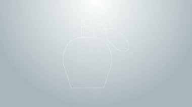 Mavi çizgi parfüm ikonu gri arkaplanda izole edilmiş. 4K Video hareketli grafik canlandırması