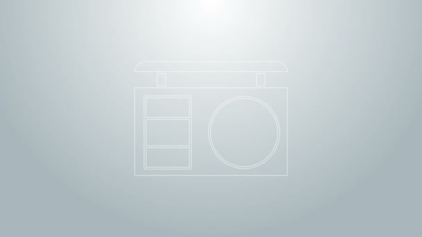 Blauwe lijn Oogschaduw palet met penseel pictogram geïsoleerd op grijze achtergrond. 4K Video motion grafische animatie — Stockvideo