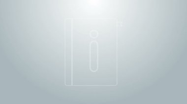 Mavi çizgi Kullanıcı elle simgesi gri arkaplanda izole edildi. Kullanıcı rehberi kitabı. Talimat işareti. Kullanmadan önce oku. 4K Video hareketli grafik canlandırması