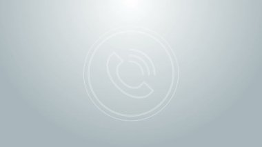 Mavi hat Telefon Arama simgesi gri arkaplanda izole edildi. 4K Video hareketli grafik canlandırması