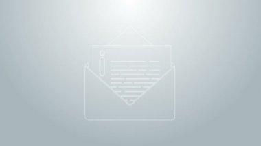 Mavi çizgi Zarf simgesi gri arkaplanda izole edildi. E- posta mektup sembolü. 4K Video hareketli grafik canlandırması