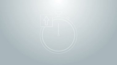 Mavi çizgi Stopwatch simgesi gri arkaplanda izole edildi. Zaman göstergesi. Kronometre işareti. 4K Video hareketli grafik canlandırması