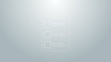 Mavi çizgi Gri arkaplanda izole edilmiş cep telefonu simgesinde hesap ekranı oluştur. 4K Video hareketli grafik canlandırması