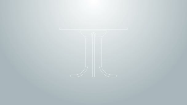 Blå linje Rundt bord ikon isoleret på grå baggrund. 4K Video bevægelse grafisk animation – Stock-video