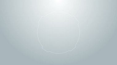 Mavi çizgi ay simgesi gri arkaplanda izole edildi. 4K Video hareketli grafik canlandırması