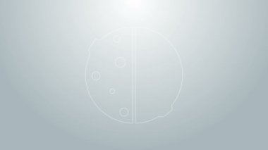 Güneş tutulmasının mavi çizgisi gri arkaplanda izole edilmiş. Tam sonar tutulması. 4K Video hareketli grafik canlandırması