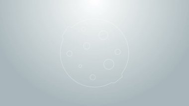 Mavi çizgi ay simgesi gri arkaplanda izole edildi. 4K Video hareketli grafik canlandırması