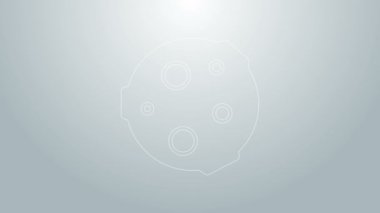 Mavi çizgi ay simgesi gri arkaplanda izole edildi. 4K Video hareketli grafik canlandırması