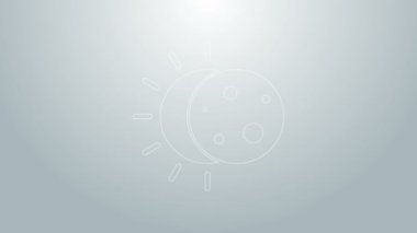 Güneş tutulmasının mavi çizgisi gri arkaplanda izole edilmiş. Tam sonar tutulması. 4K Video hareketli grafik canlandırması