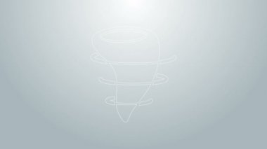 Mavi çizgi Tornado simgesi gri arkaplanda izole edildi. 4K Video hareketli grafik canlandırması