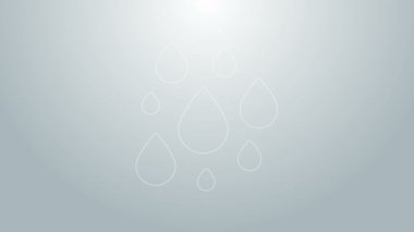 Mavi çizgi Su bırakma simgesi gri arkaplanda izole edildi. 4K Video hareketli grafik canlandırması
