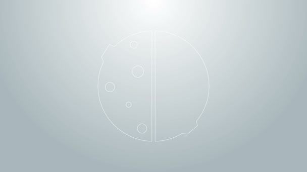 Modrá čára Zatmění ikony slunce izolované na šedém pozadí. Úplné zatmění sonaru. Grafická animace pohybu videa 4K — Stock video