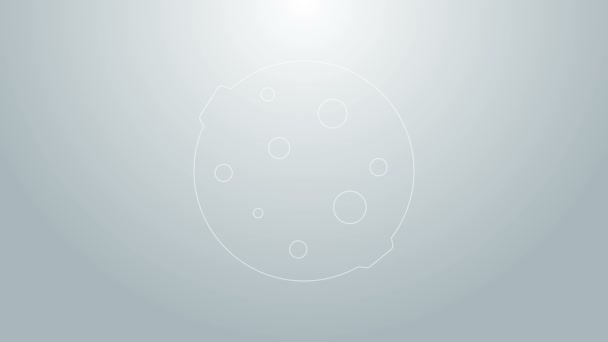 Ícone da Lua linha azul isolado no fundo cinza. Animação gráfica em movimento de vídeo 4K — Vídeo de Stock