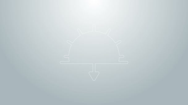 Linea blu Icona del tramonto isolata su sfondo grigio. Animazione grafica 4K Video motion — Video Stock