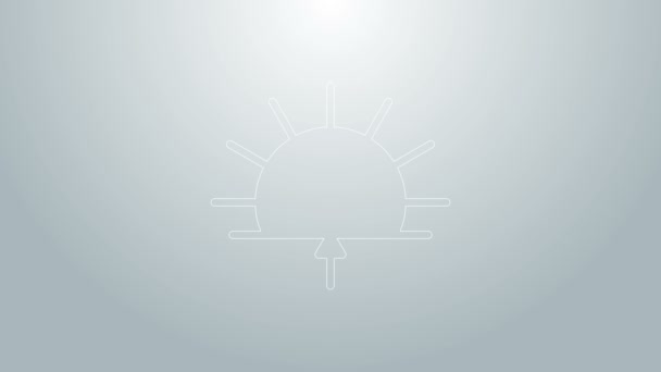 Icona Sunrise linea blu isolata su sfondo grigio. Animazione grafica 4K Video motion — Video Stock