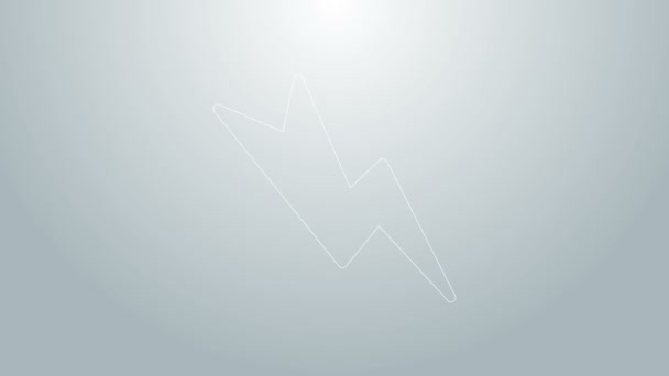 Blue line Lightning bolt icon isolated on grey background. Flash sign. Charge flash icon. Thunder bolt. Lighting strike. 4K Video motion graphic animation — Stock Video