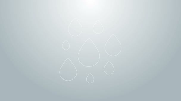 Linea blu icona goccia d'acqua isolata su sfondo grigio. Animazione grafica 4K Video motion — Video Stock
