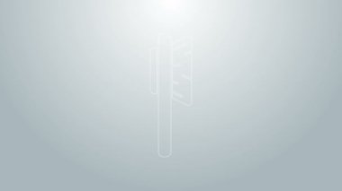 Mavi çizgi saç fırçası simgesi gri arkaplanda izole edildi. Taraklı saç işareti. Berber sembolü. 4K Video hareketli grafik canlandırması