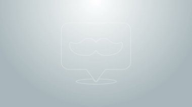 Mavi çizgi berber dükkanı simgesi gri arkaplanda izole edildi. Kuaför logosu ya da tabela. 4K Video hareketli grafik canlandırması