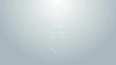 Mavi çizgi tıraş fırçası simgesi gri arkaplanda izole edildi. Berber dükkanı sembolü. 4K Video hareketli grafik canlandırması