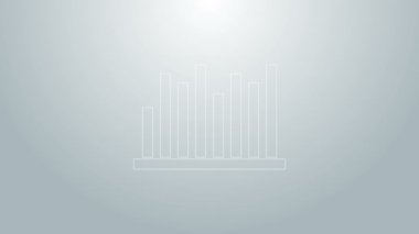 Mavi çizgi pasta grafiği bilgi simgesi gri arkaplanda izole edildi. Diyagram çizelgesi. 4K Video hareketli grafik canlandırması