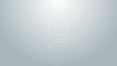 Mavi çizgi pasta grafiği bilgi simgesi gri arkaplanda izole edildi. Diyagram çizelgesi. 4K Video hareketli grafik canlandırması