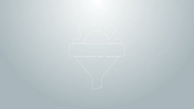 Mavi Hat Satış hunisi ve pazarlama için oklar ve girişim simgesi gri arka planda izole edilmiş. Bilgi şablonu. 4K Video hareketli grafik canlandırması