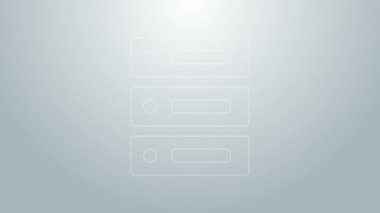Mavi çizgi sunucusu, Data, Web sunucu simgesi gri arkaplanda izole edildi. 4K Video hareketli grafik canlandırması