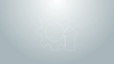 Mavi çizgi Arrow büyüme vitesi iş simgesi gri arka planda izole edildi. Üretkenlik simgesi. 4K Video hareketli grafik canlandırması