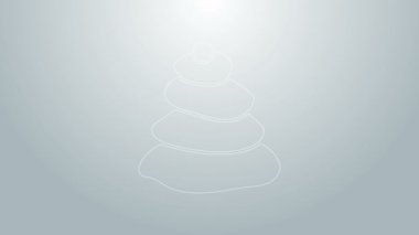 Mavi çizgi Yığını sıcak taşlar simgesi gri arkaplanda izole edildi. Spa salonu aksesuarı. 4K Video hareketli grafik canlandırması