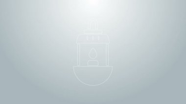 Mavi çizgi Ramazan Kareem fener ikonu gri arkaplanda izole edildi. 4K Video hareketli grafik canlandırması
