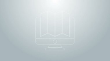 Gri arkaplanda izole edilmiş bir görüntü ikonunda ormanın mavi çizgili konumu. 4K Video hareketli grafik canlandırması