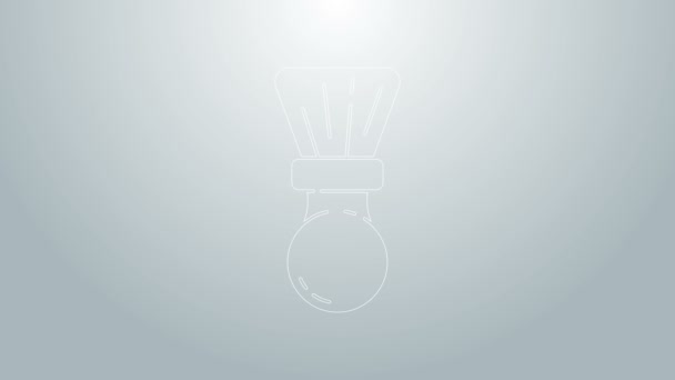 Blå linje Rakborste ikon isolerad på grå bakgrund. Frisörsalong. 4K Video motion grafisk animation — Stockvideo