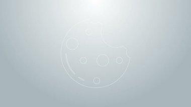 Gri arka planda marihuana yaprağı ikonu olan mavi çizgi çikolatalı kurabiyeler. Ot, kenevir, tıbbi ve eğlence amaçlı esrar. 4K Video hareketli grafik canlandırması