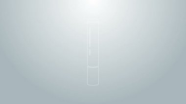 Mavi çizgi marihuana mekanı, gri arka planda izole edilmiş ot ikonu. Uyuşturuculu sigara, esrar sarılmış sigara. 4K Video hareketli grafik canlandırması