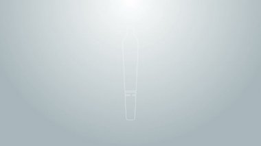 Mavi çizgi marihuana mekanı, gri arka planda izole edilmiş ot ikonu. Uyuşturuculu sigara, esrar sarılmış sigara. 4K Video hareketli grafik canlandırması