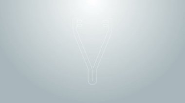 Mavi çizgi tıbbi cımbız ikonu gri arka planda izole edildi. İlaç ve sağlık. Anatomik cımbız. 4K Video hareketli grafik canlandırması