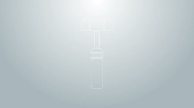 Mavi çizgi nöroloji refleks çekici ikonu gri arka planda izole edildi. 4K Video hareketli grafik canlandırması