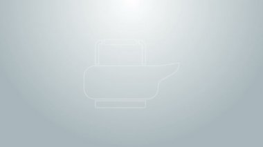 Mavi çizgi Bedpan simgesi gri arkaplanda izole edildi. Yatalak hastalar için tuvalet. 4K Video hareketli grafik canlandırması