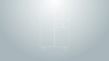 Mavi çizgi İlaç dolabı simgesi gri arka planda izole edildi. 4K Video hareketli grafik canlandırması