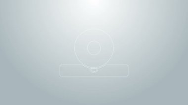 Mavi çizgi Otolaryngological baş yansıtıcı ikonu gri arkaplanda izole edildi. Hastaların kulak, boğaz ve burun muayenesi için ekipman. 4K Video hareketli grafik canlandırması