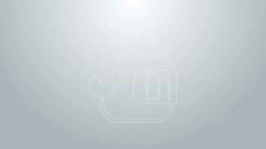 Mavi çizgi tansiyon ikonu gri arkaplanda izole edildi. 4K Video hareketli grafik canlandırması