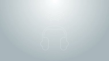 Mavi hat Akıllı kulaklık sistemi simgesi gri arkaplanda izole edildi. İnternet kavramının kablosuz bağlantısı. 4K Video hareketli grafik canlandırması