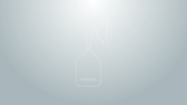 Línea azul Icono de máscara de oxígeno médica aislado sobre fondo gris. Animación gráfica de vídeo 4K — Vídeos de Stock